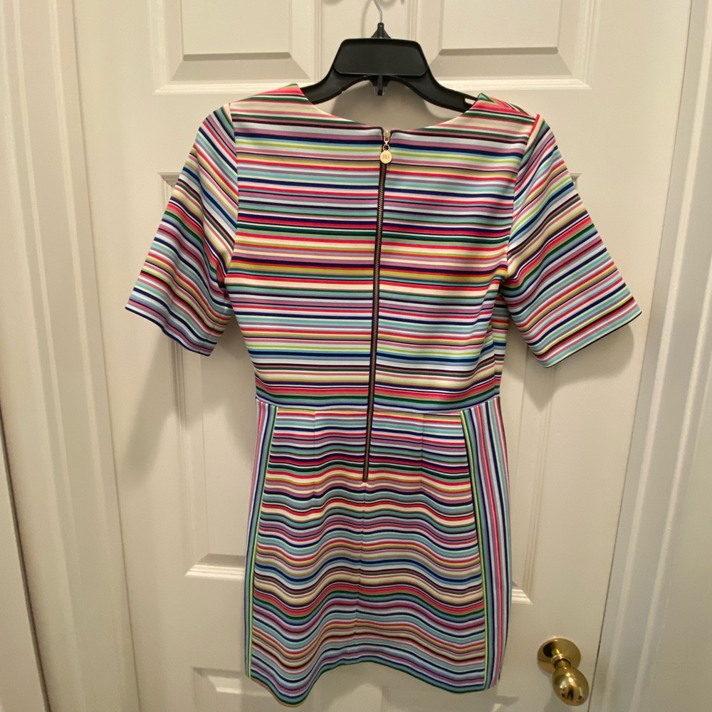 Amanda Uprichard rainbow striped short sleeve scuba dress - Picture 2 of 4